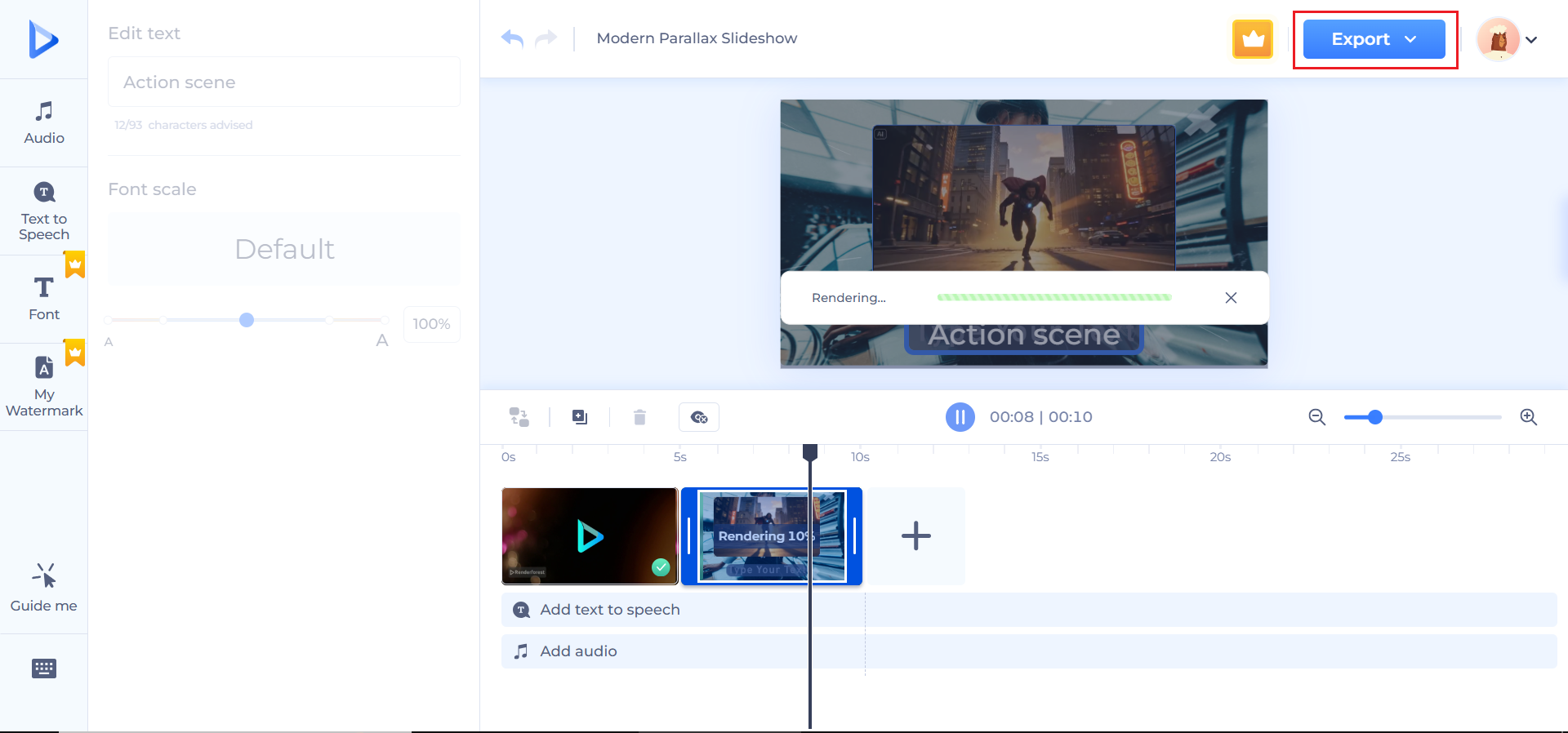 Preview and export