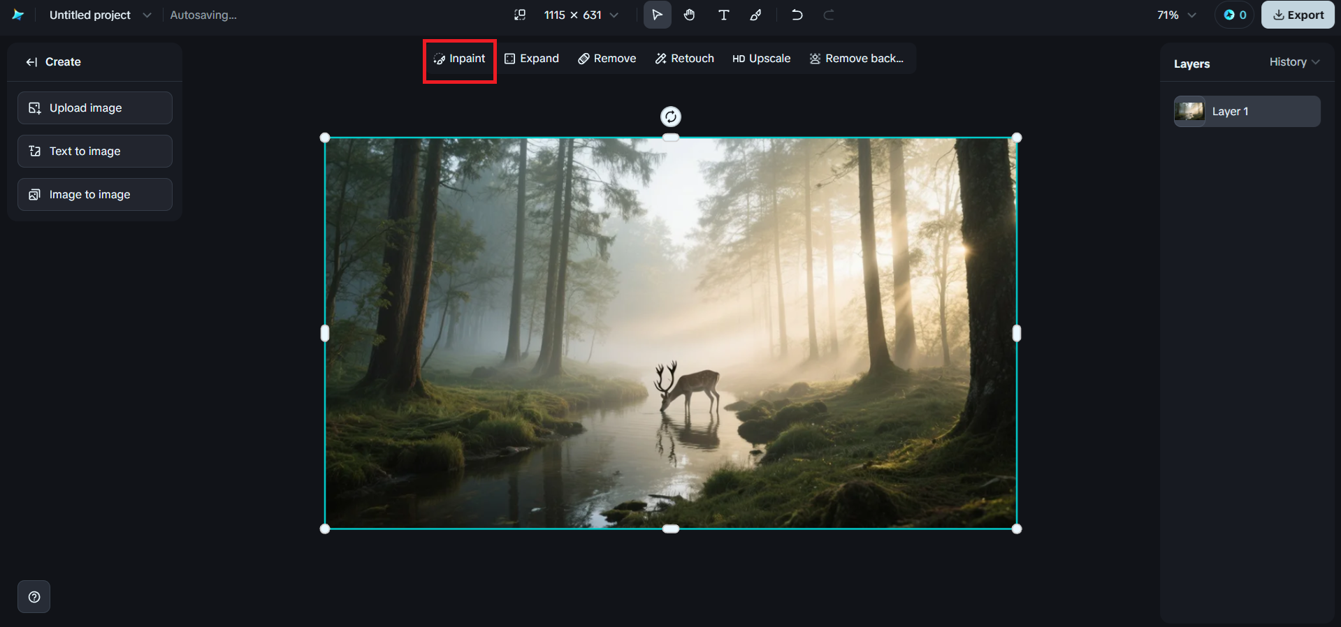 Click on the Inpaint option