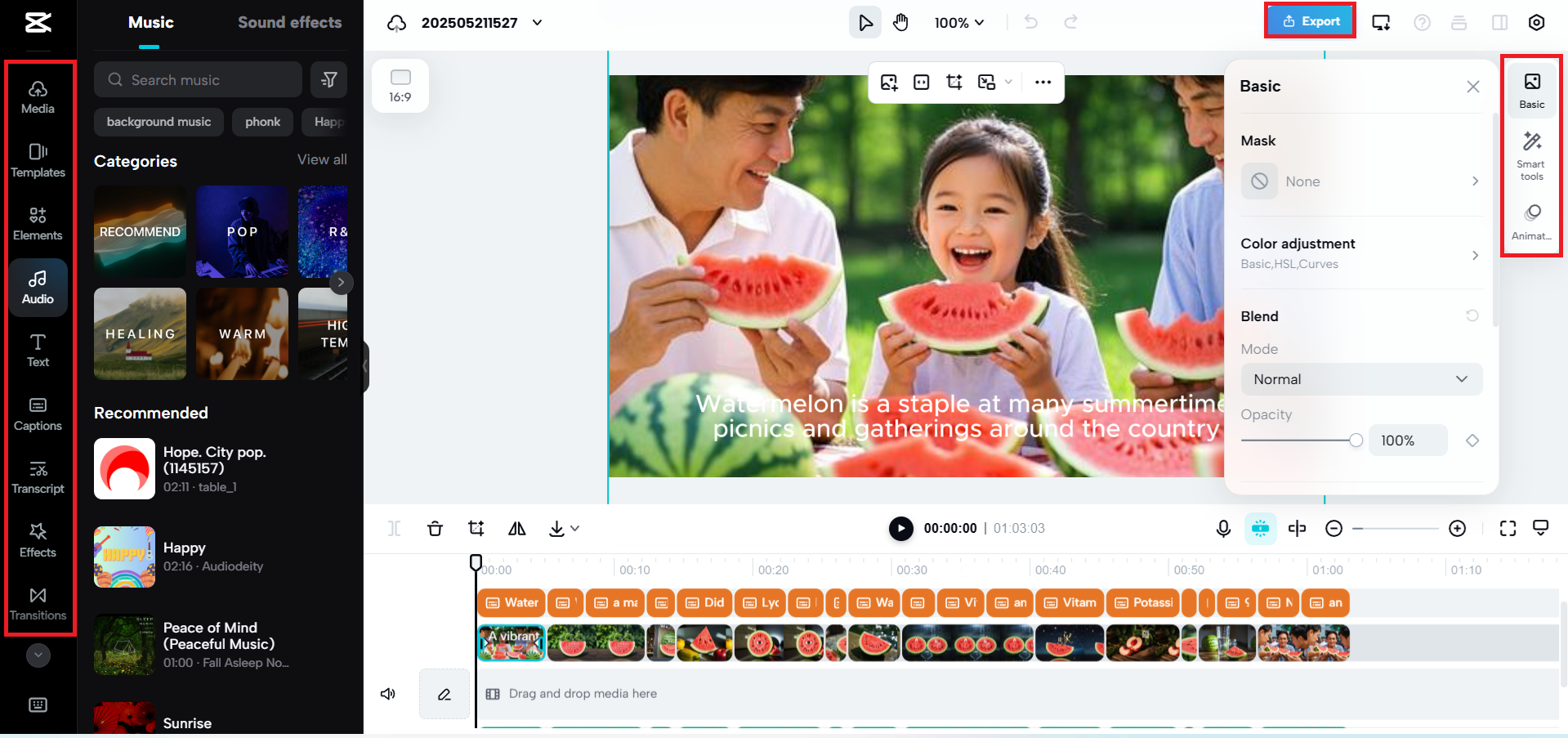 Edit more or export the video