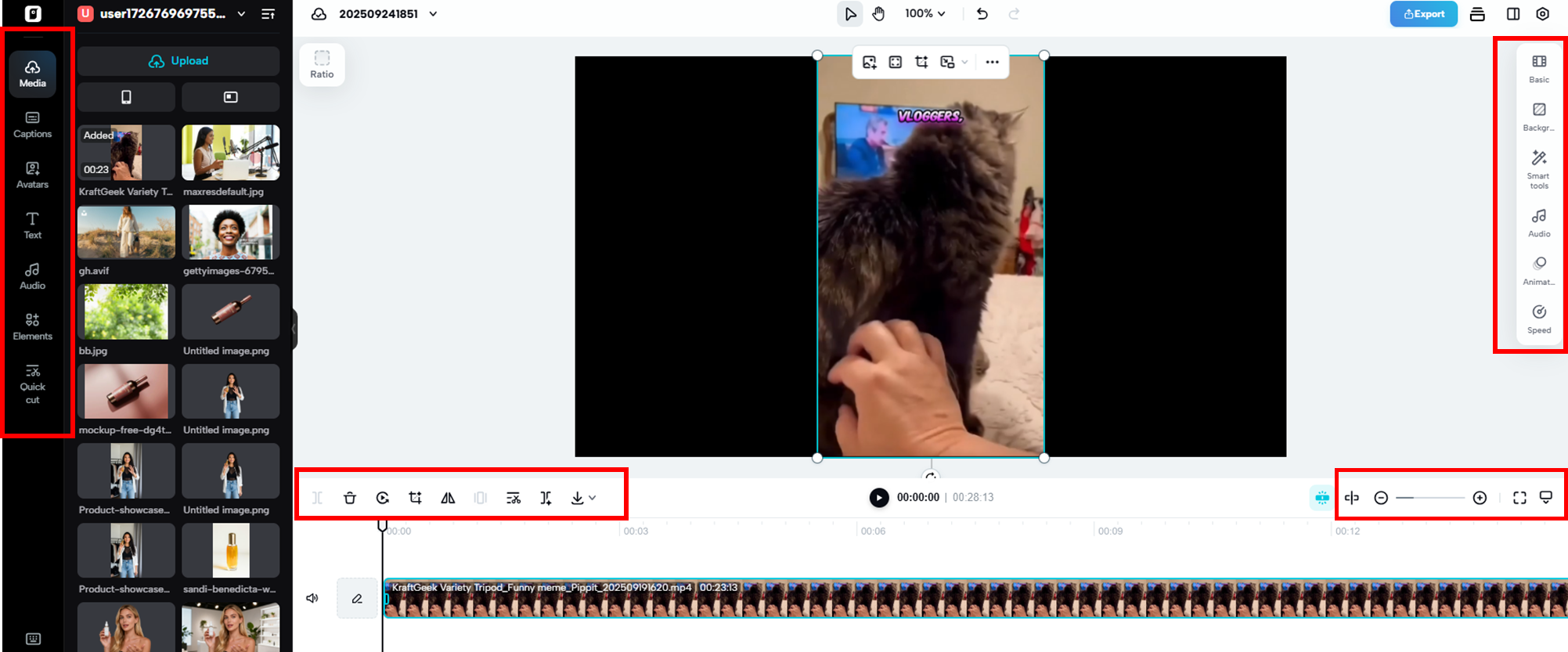 Upload footage and edit