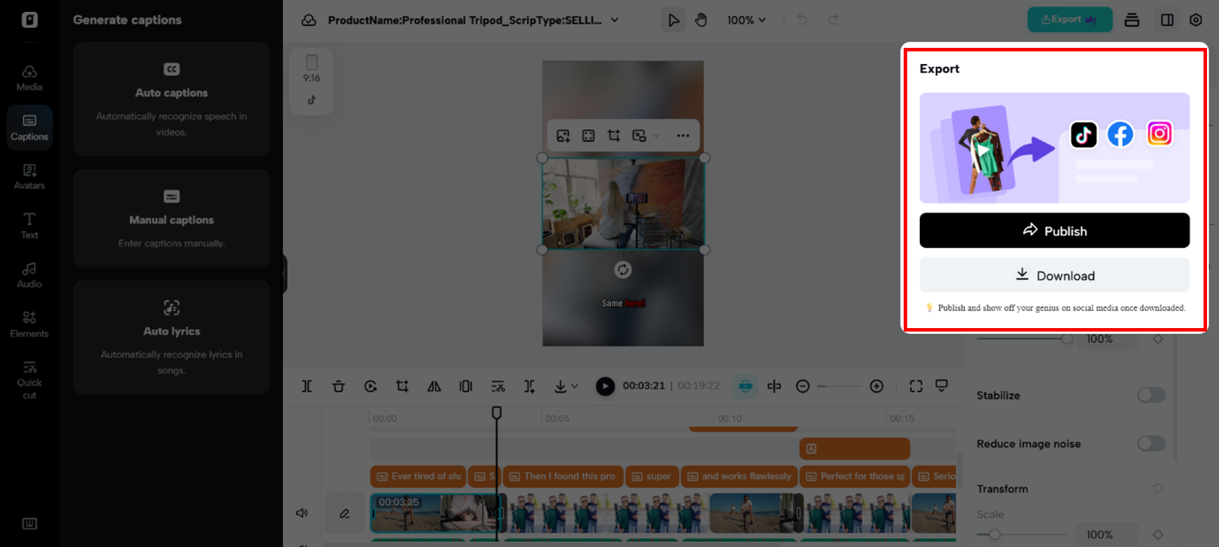 Exporte e compartilhe