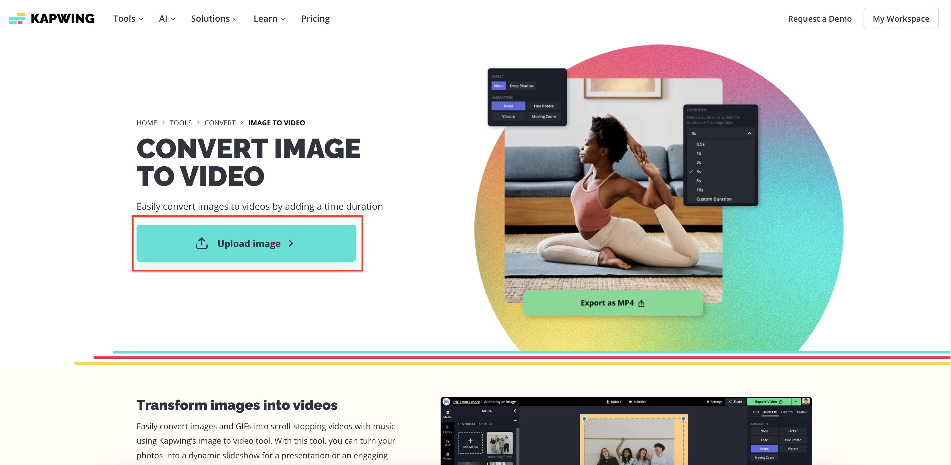 Kapwing animating paiting homepage