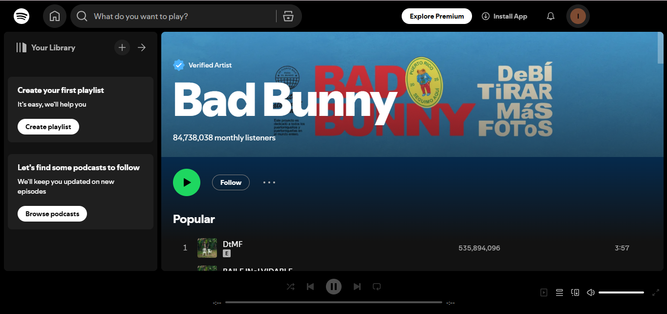 Bad Bunny – the most streamed male artist on Spotify