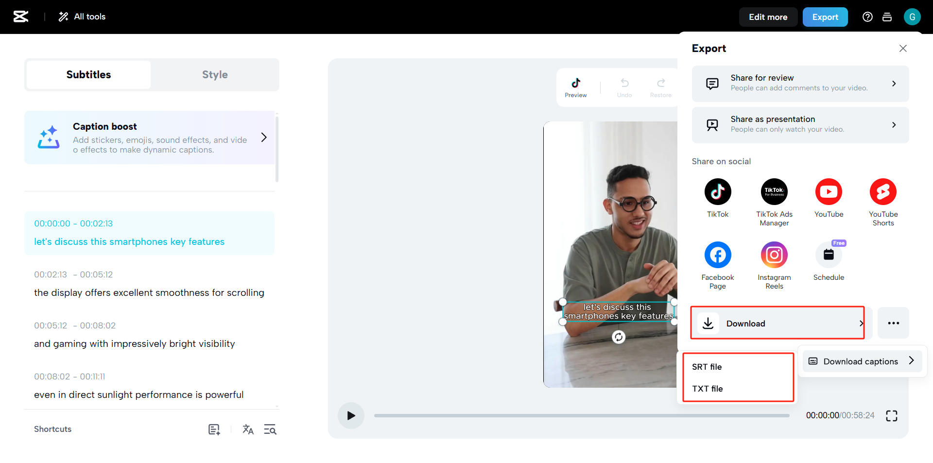 Download subtitle text files