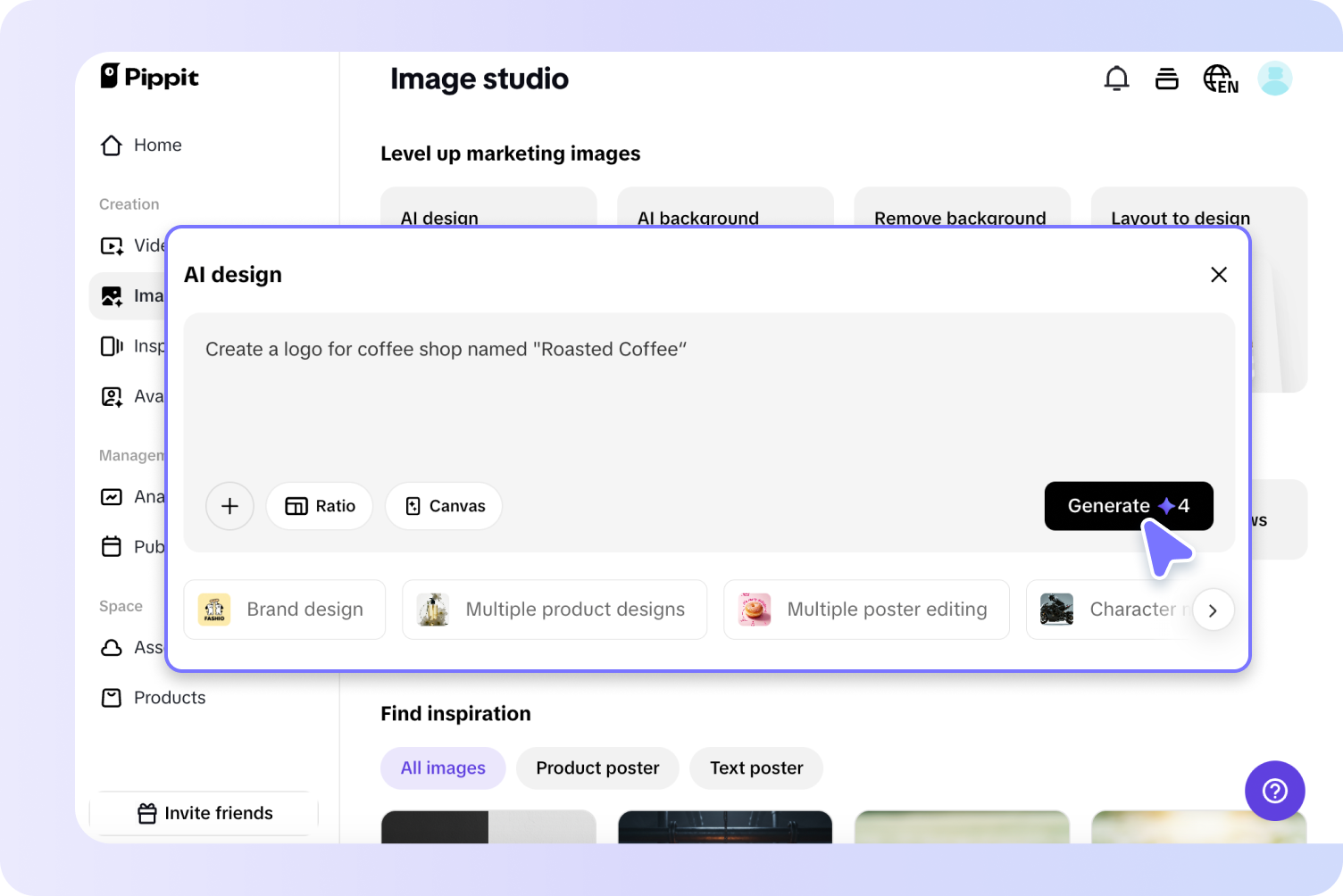 Enter your logo idea and generate