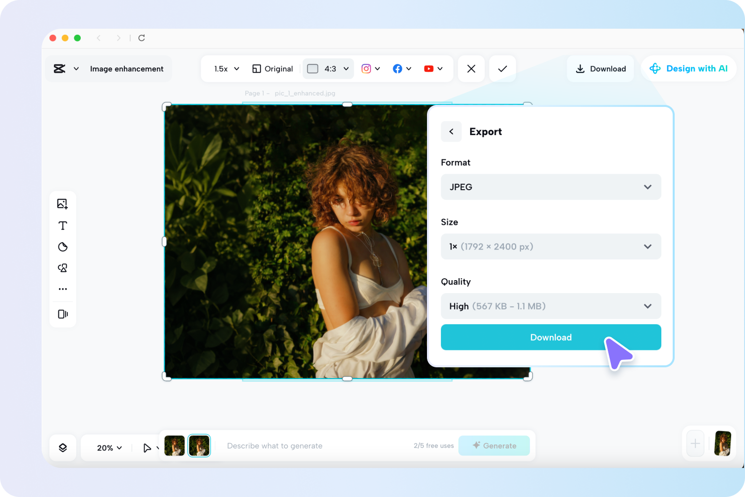 Exporting AI-edited photos in CapCut