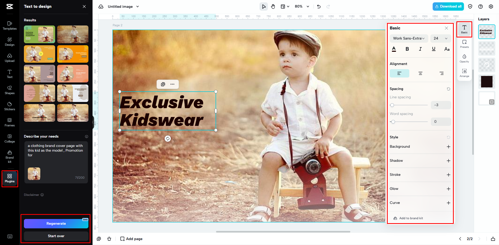 Using the text to design tool in CapCut Web