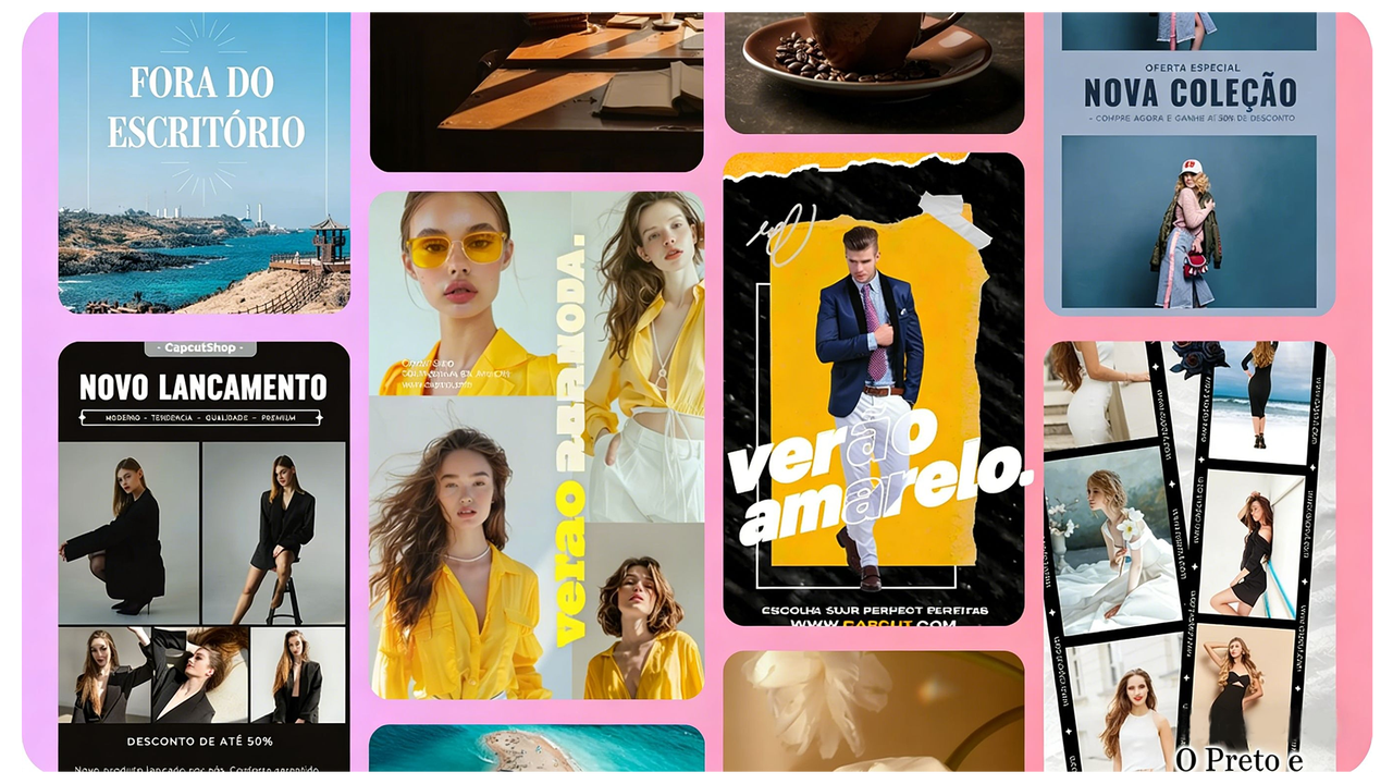 Escolha entre diversos templates de colagem de fotos