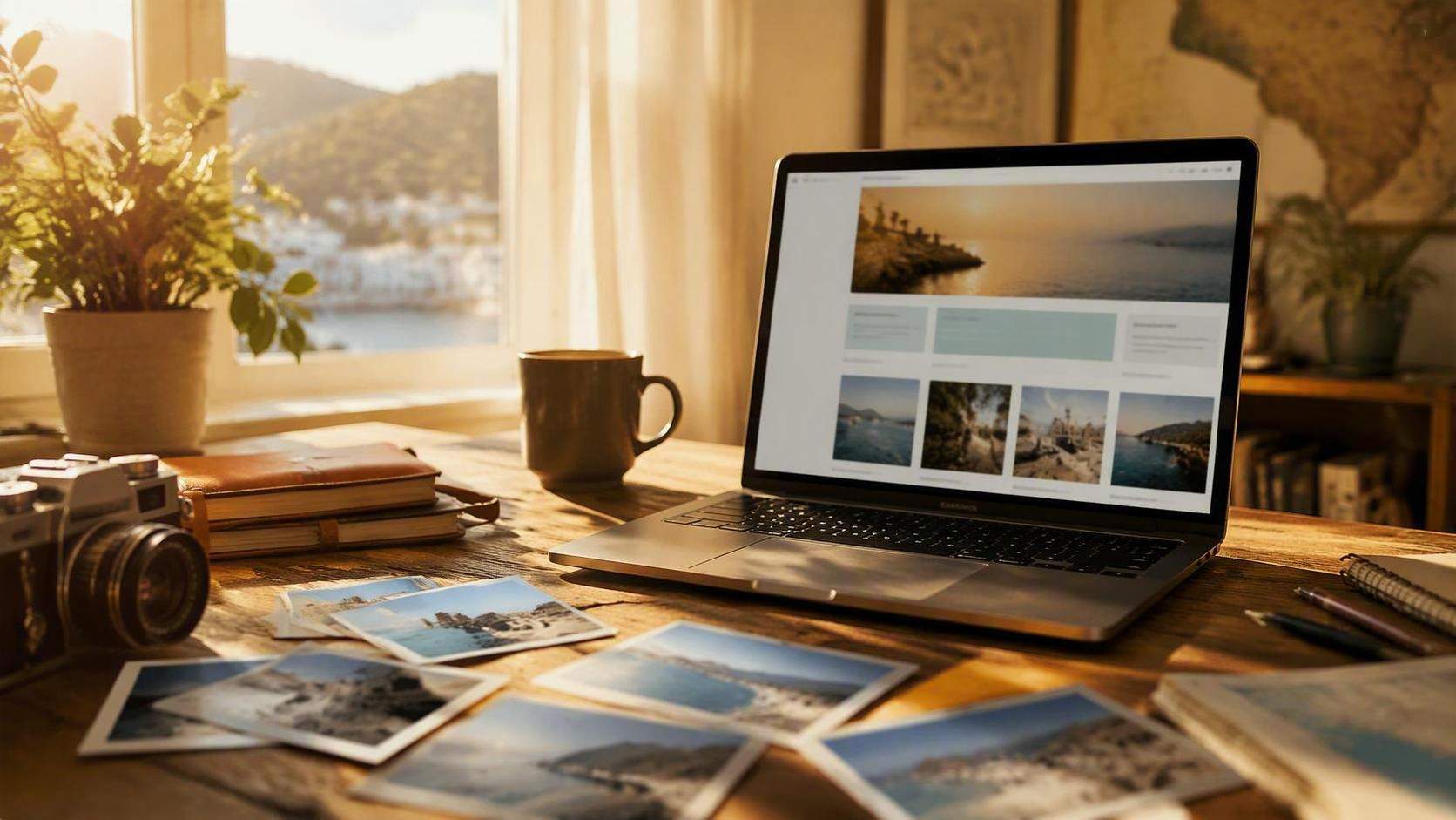 16: 9 visual de modelo de site de viagem criativo cinematográfico para Dreamina, cena 1.