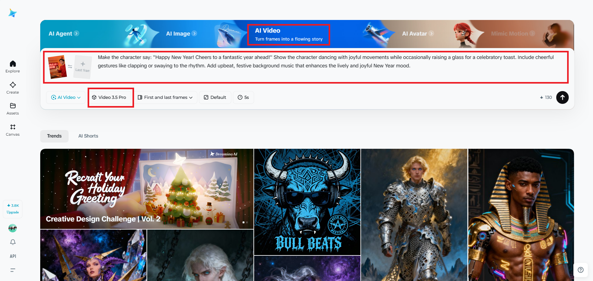 Open the AI video workspace and outline your concept