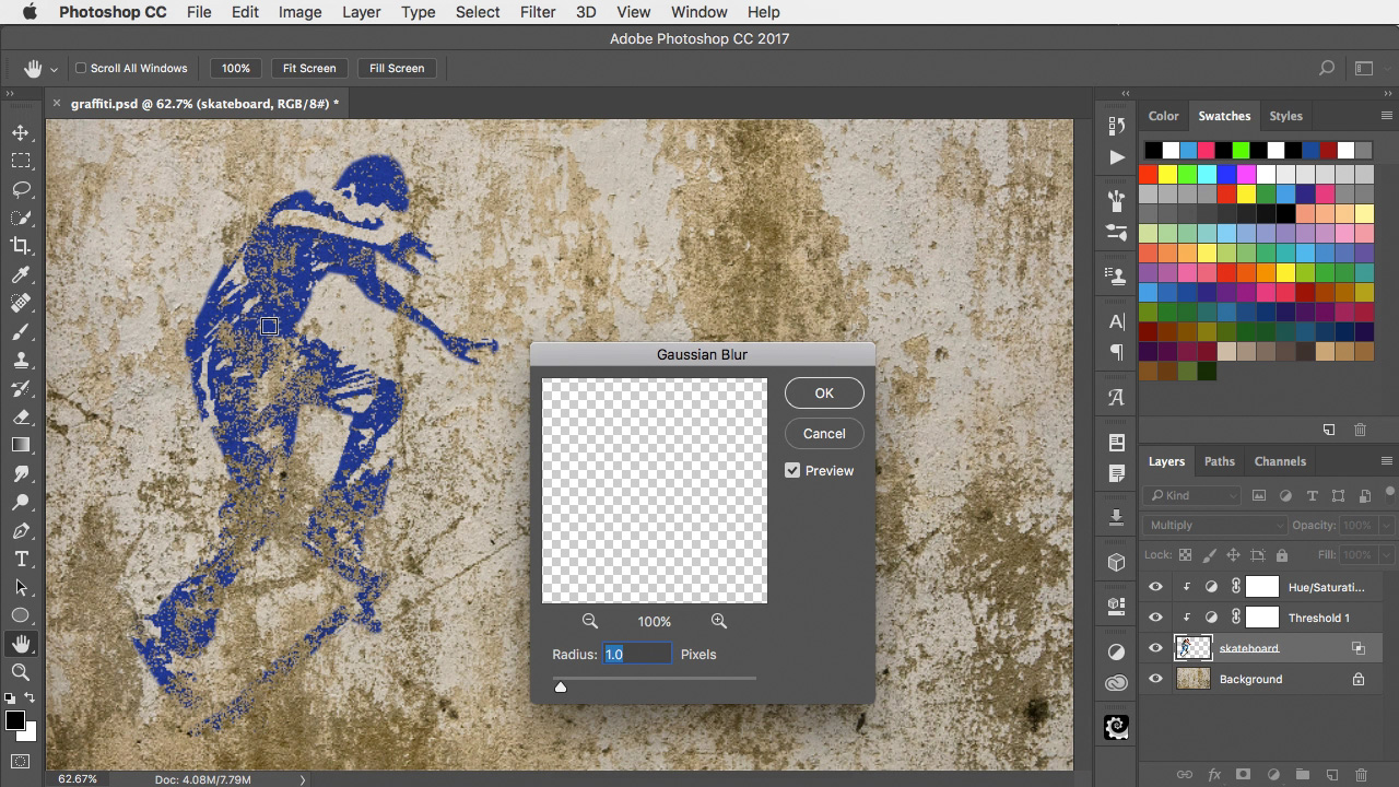 Refine with a realistic graffiti texture