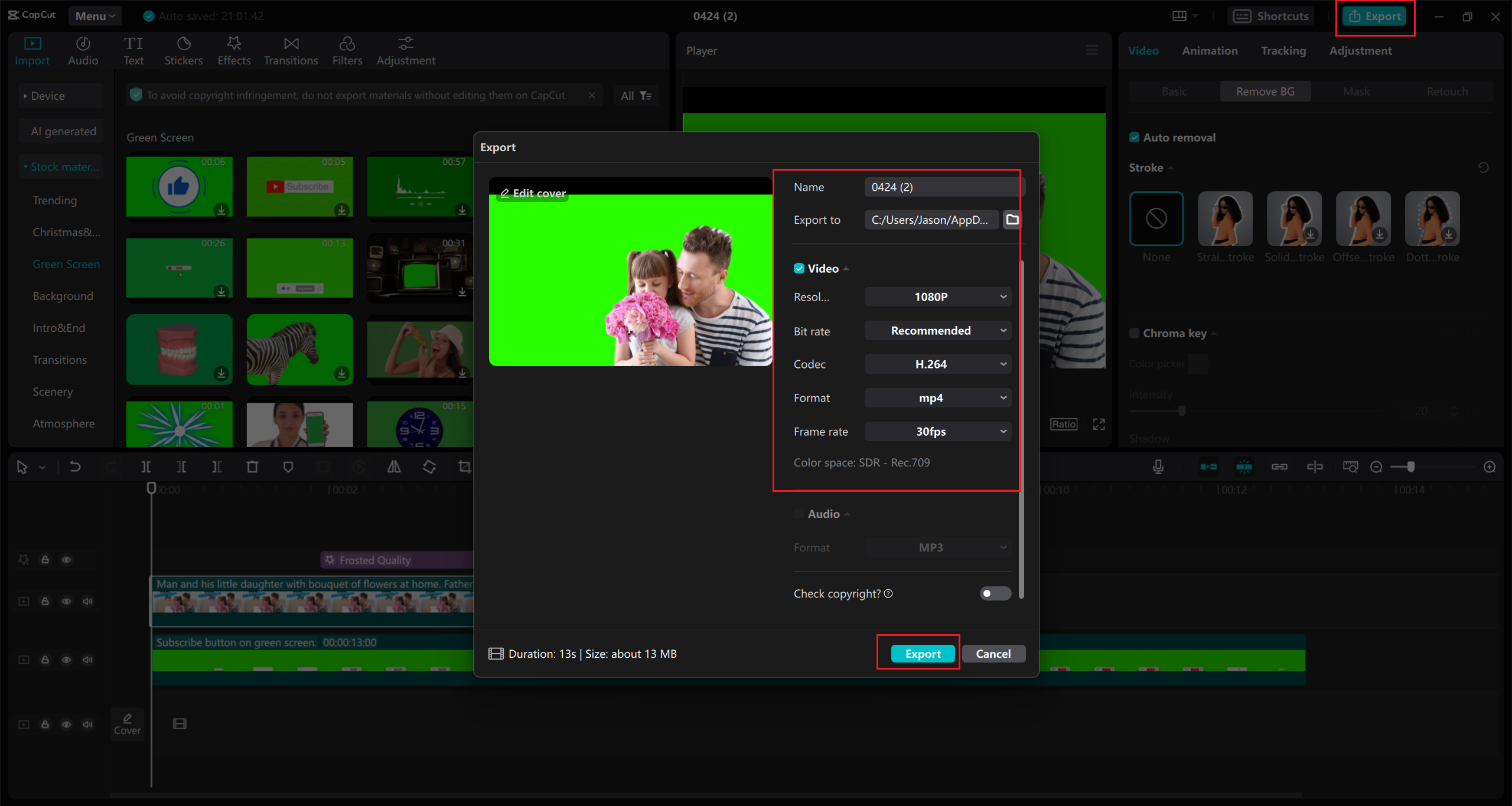 export on CapCut