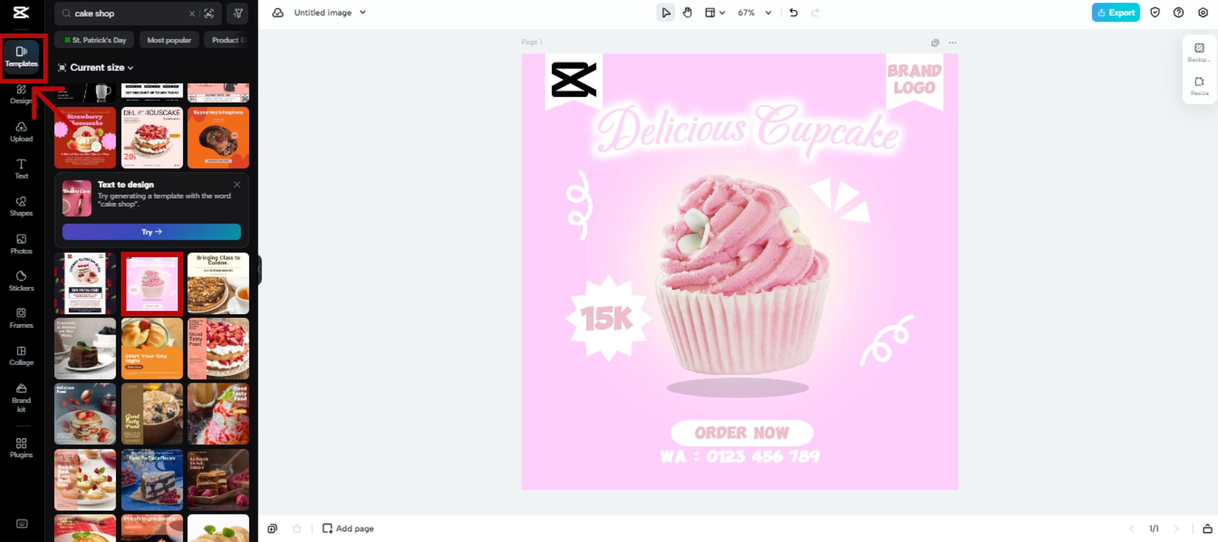  Select templates in CapCut Online