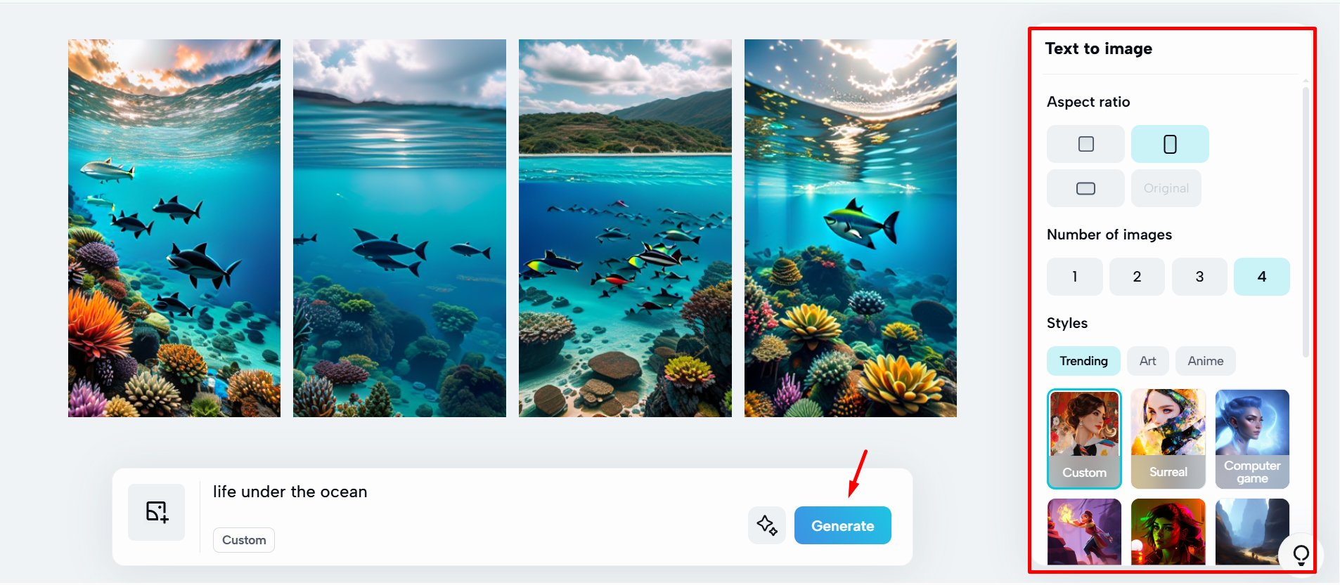 Generating images on CapCut Web
