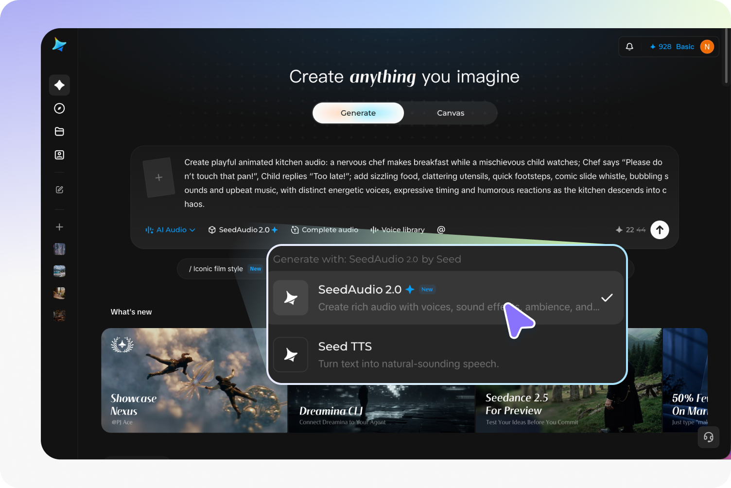 Customize your voice and generate