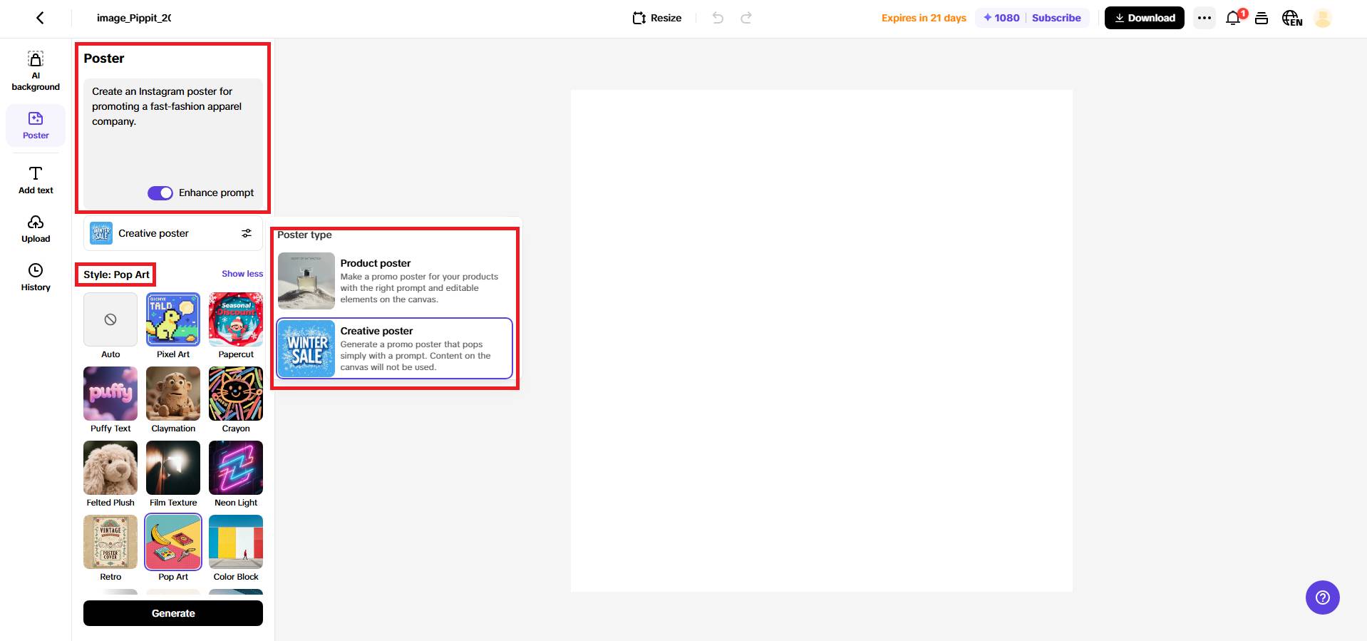 Generate your poster
