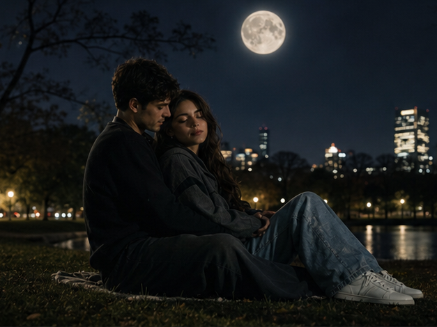 Esempio di prompt di modifica della coppia notturna 2 - Moonlit park