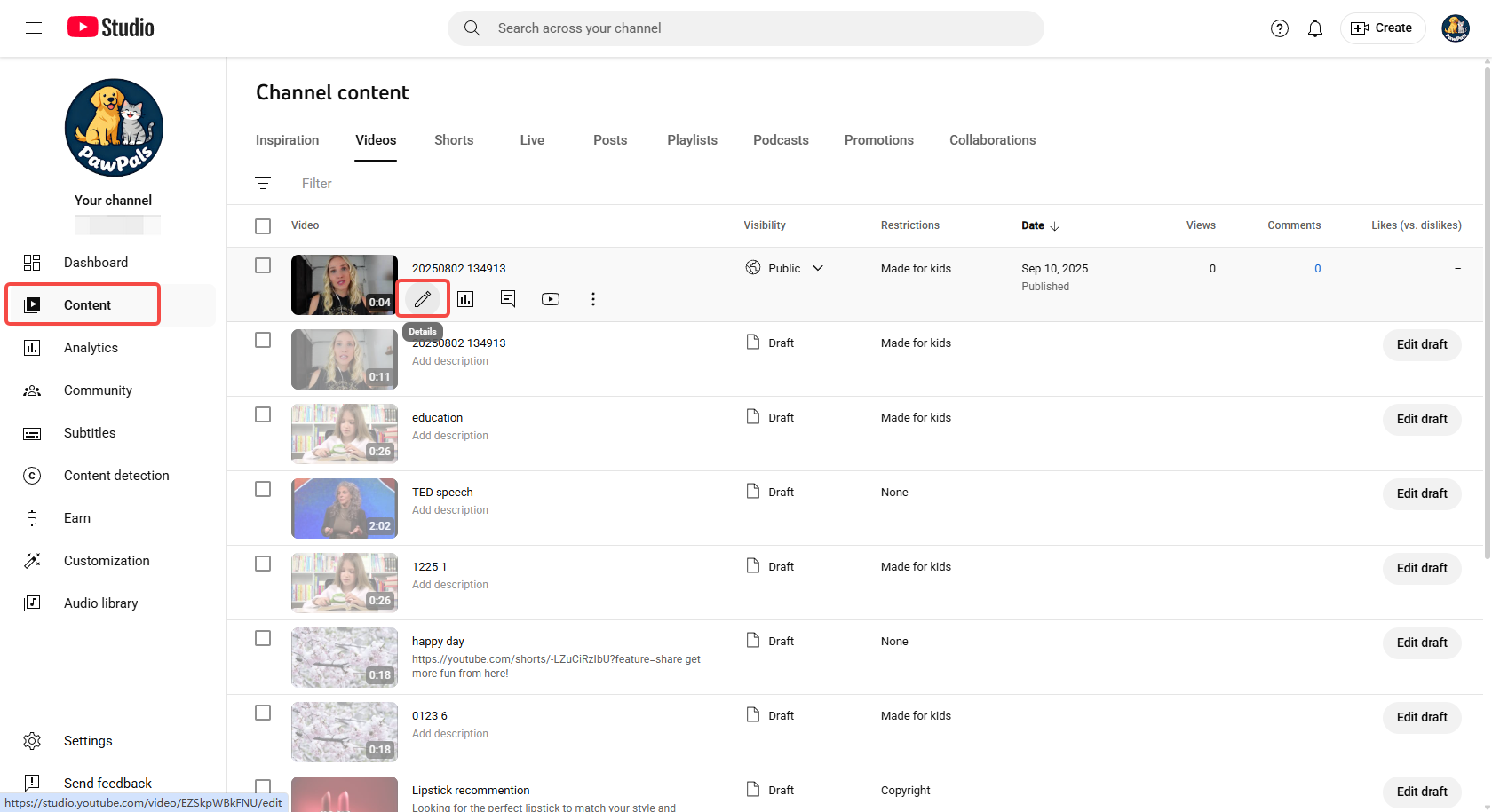 Select the video