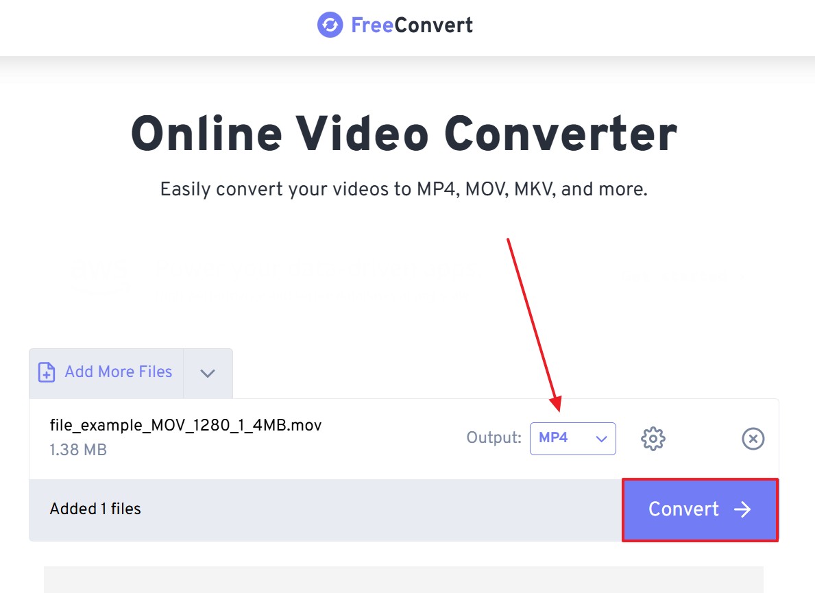 converter vídeo para mp4 freeconvert