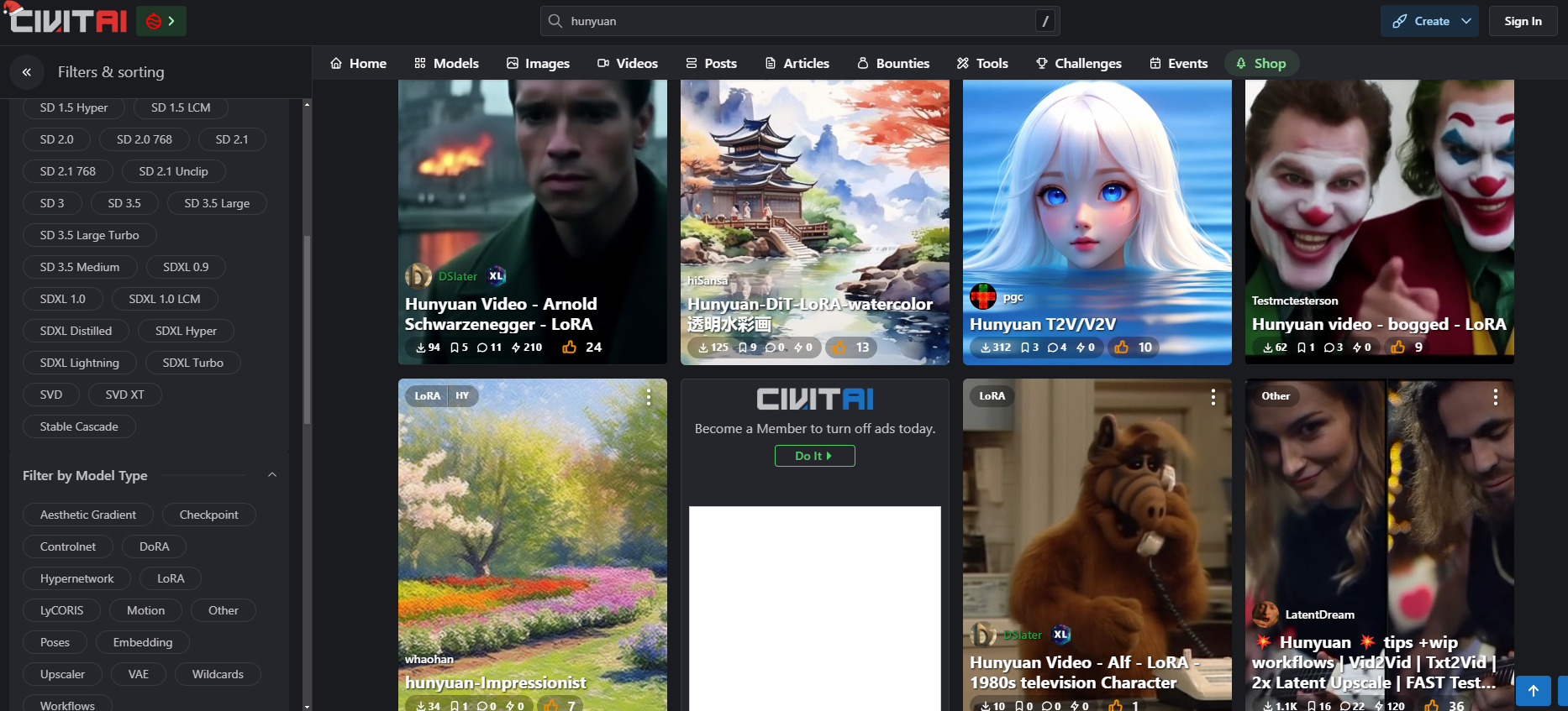 Interface of Hunyuan Video - another free AI video generator model