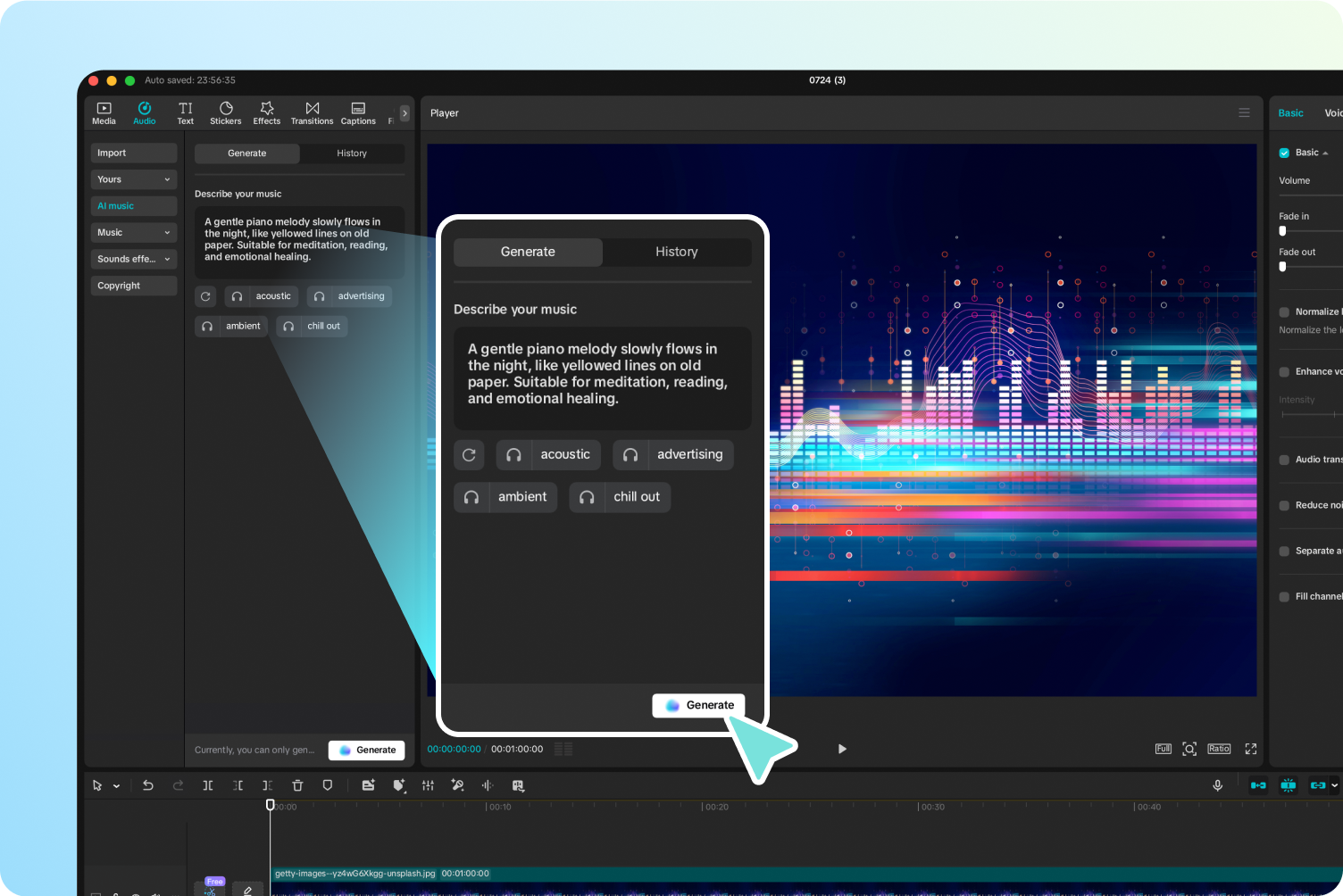 Saisissez la description de votre chanson dans le créateur de musique IA de CapCut