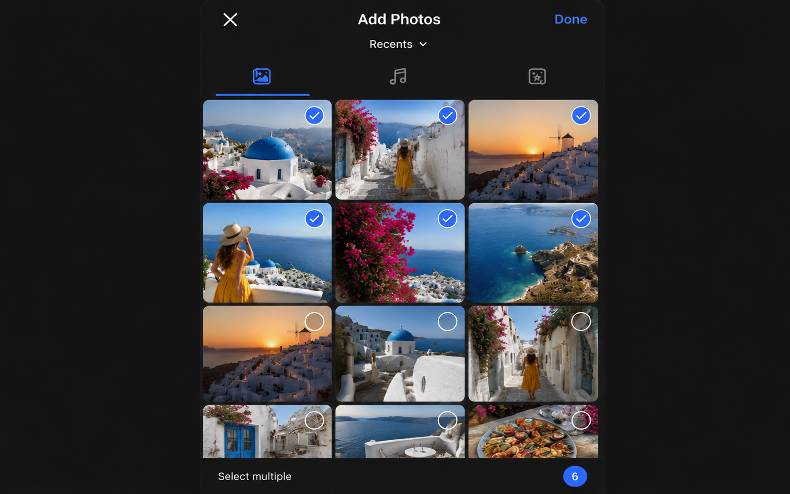 Choose photos around one idea