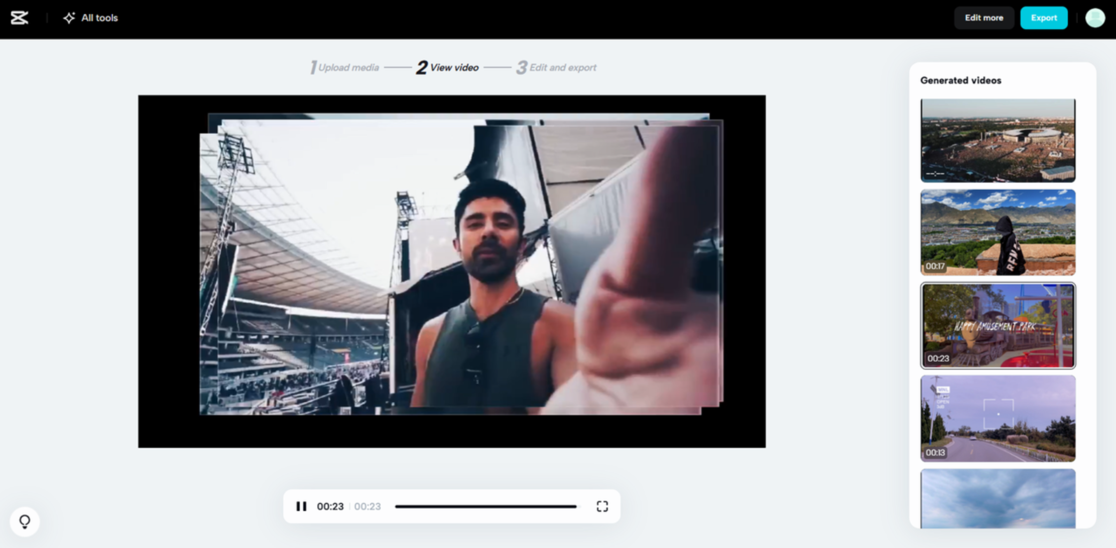 Die Benutzeroberfläche von CapCut Web – Das beste Tool zur Erstellung von Lollapalooza Berlin-Festivalvideos