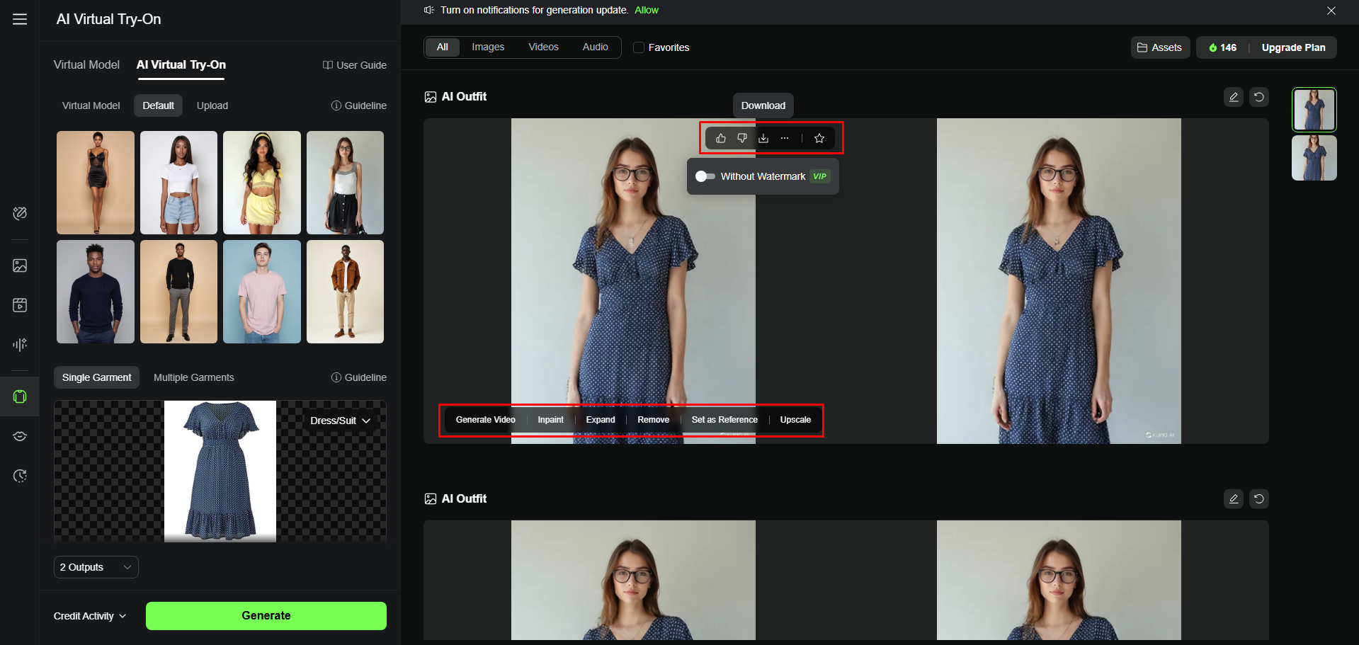 Download your virtual try-on result