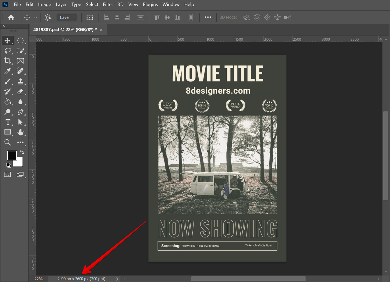 movie poster photoshop size