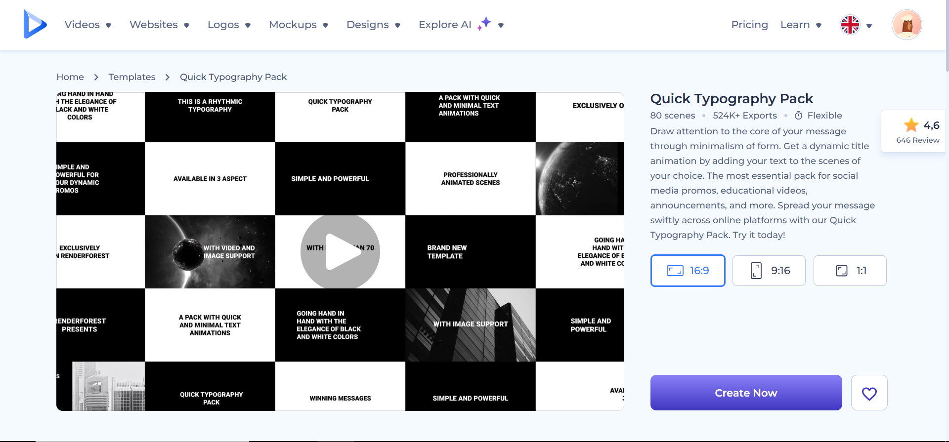 Renderforest Homepage