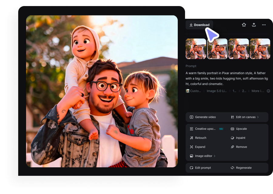 Sharpen and download your cartoon portrait