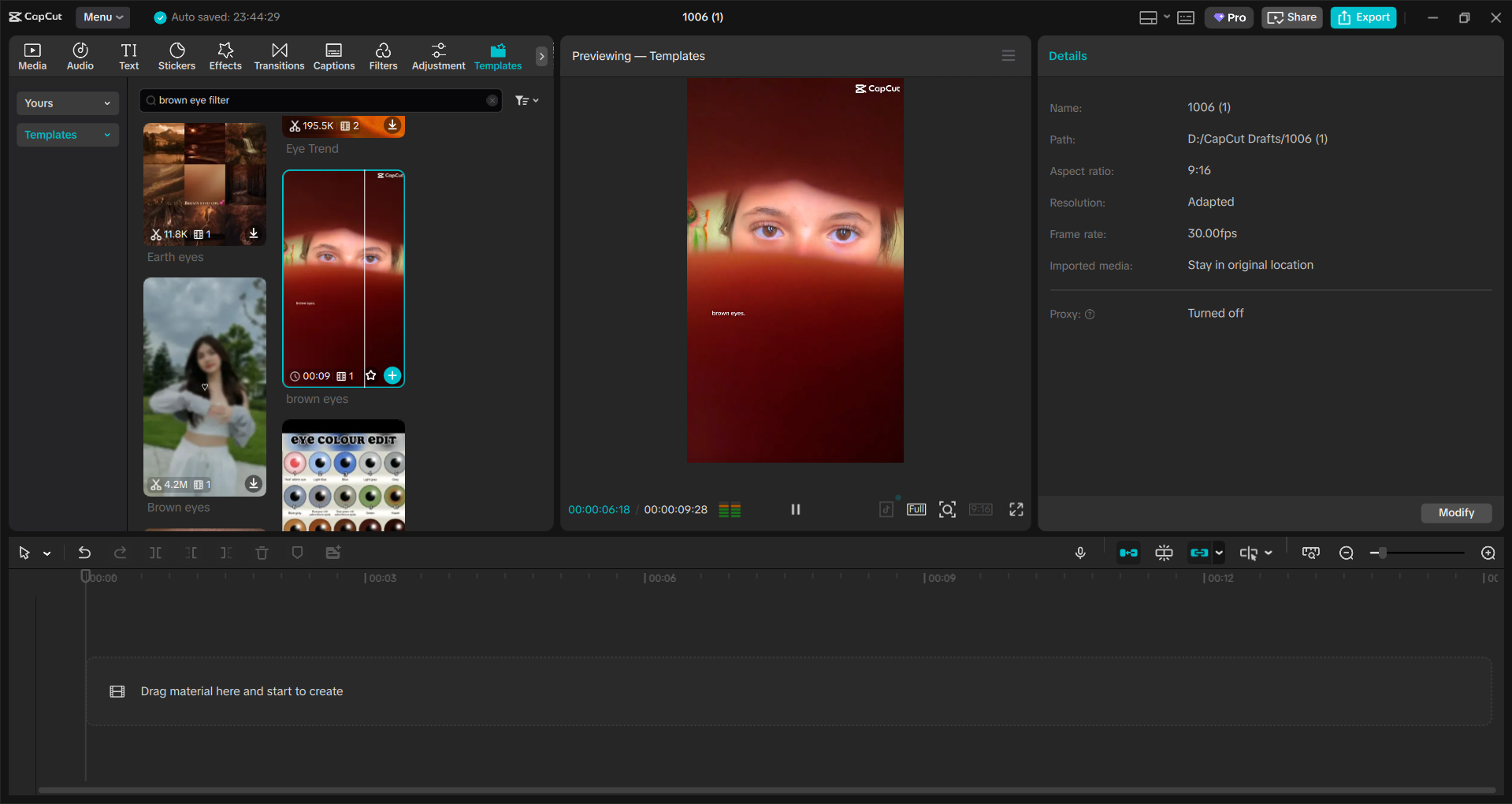 Interface of the CapCut desktop video editor - an easy way to add filters to TikTok videos