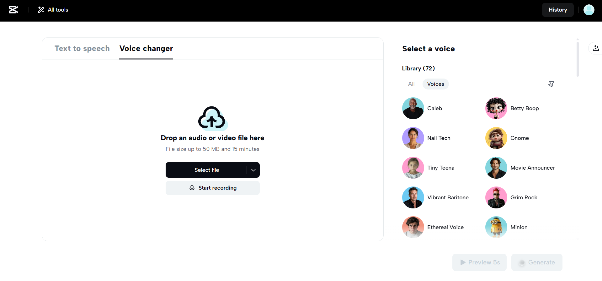 Upload your audio or video