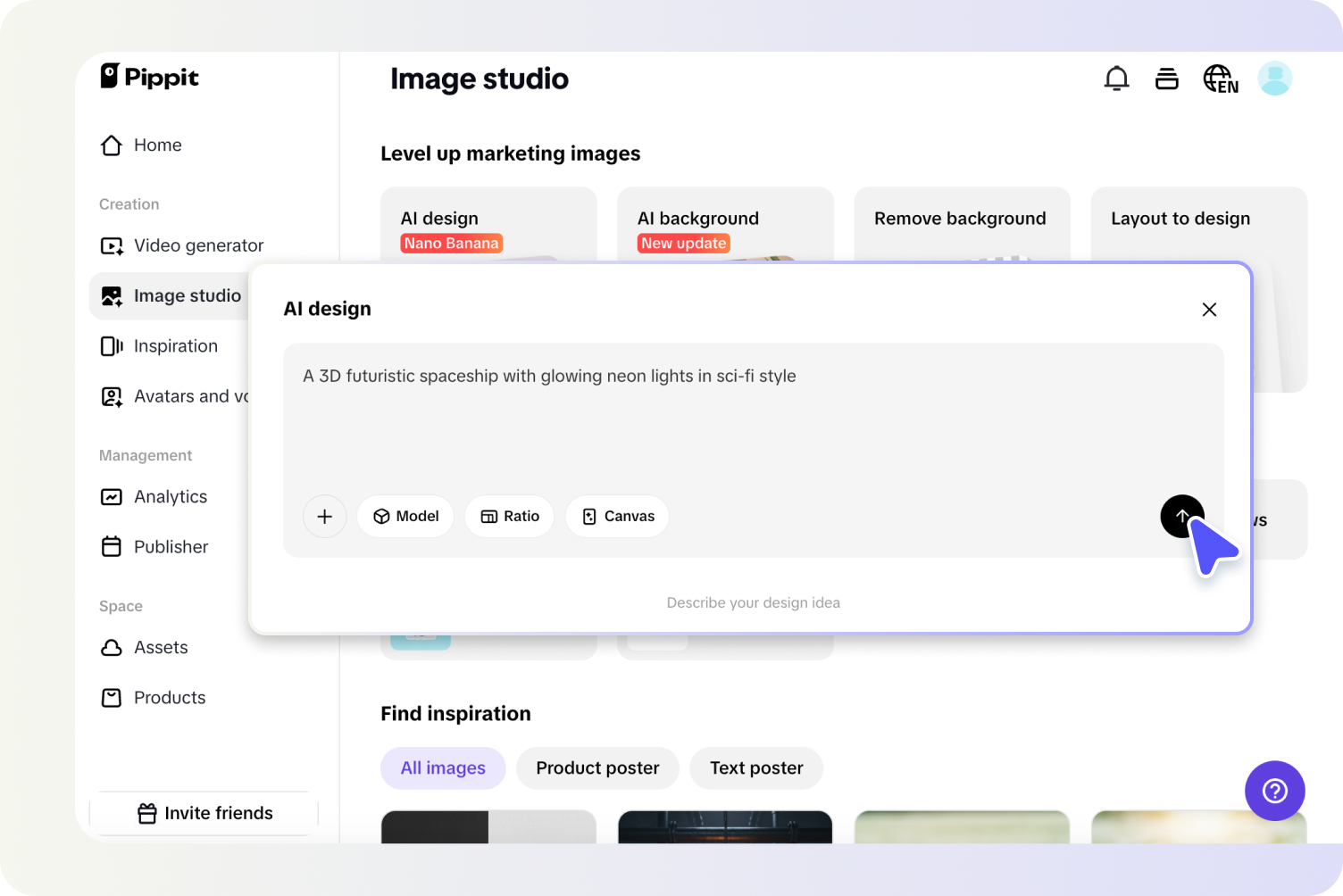 zadejte prompty a generujte