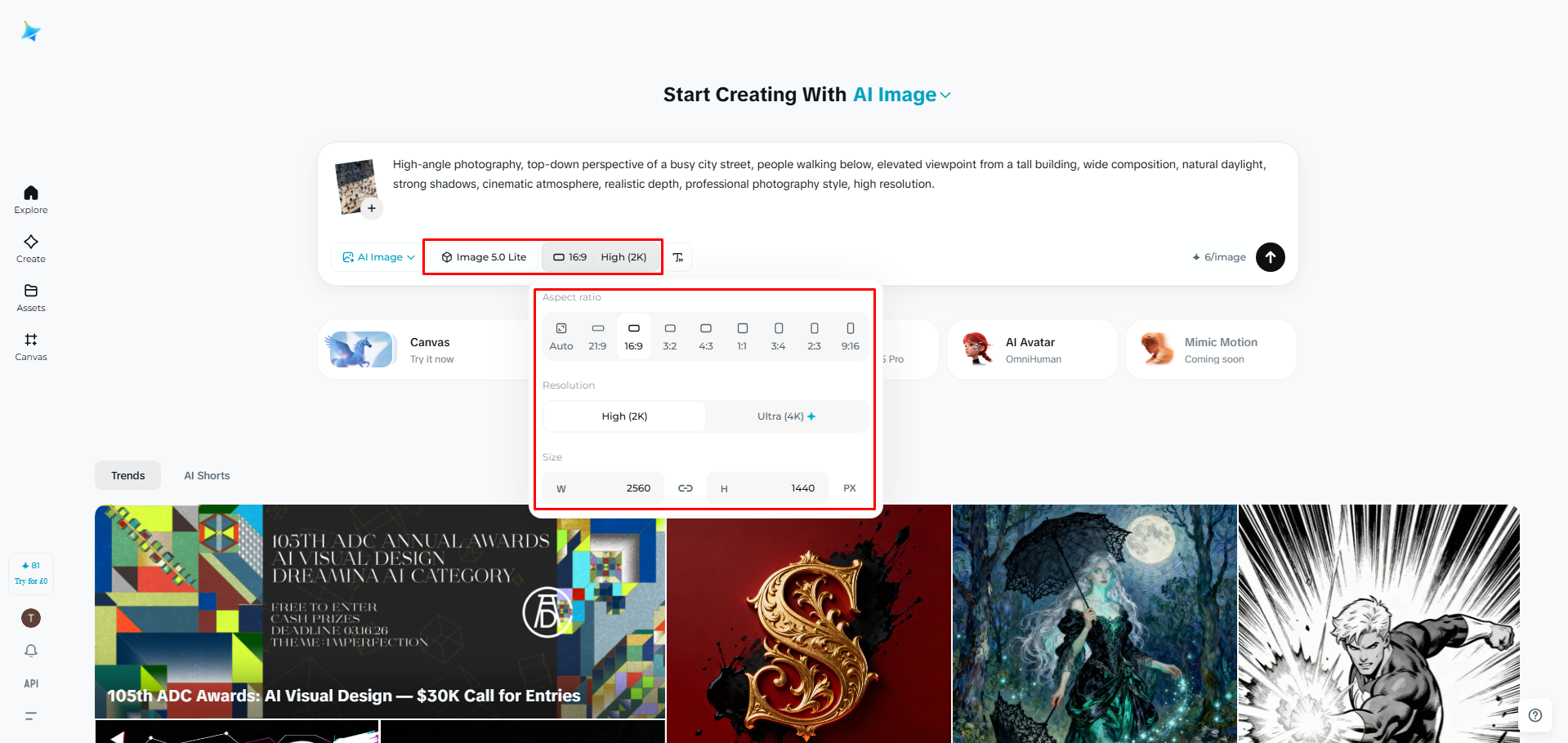 Scegli il modello per la generazione di immagini ad alto angolo