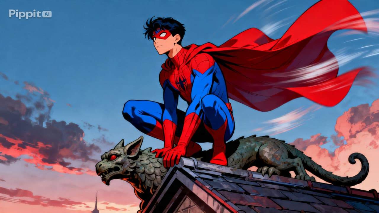 AI Spiderman anime style image generated by Pippit