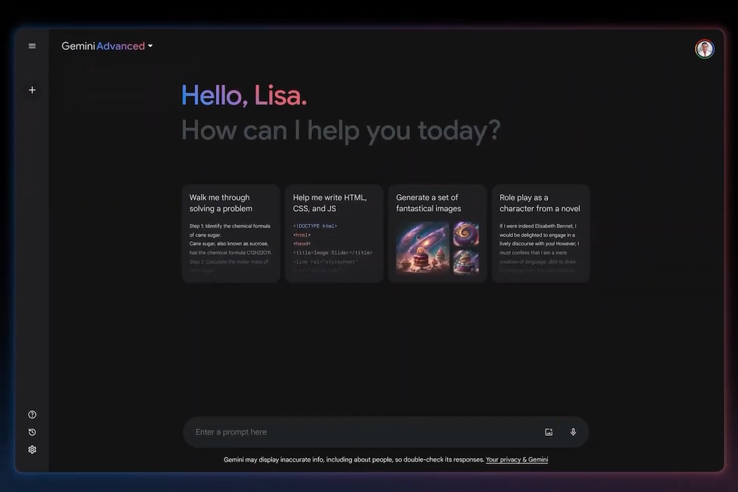 Gemini Advanced AI by Google for writing, coding, and research tasks