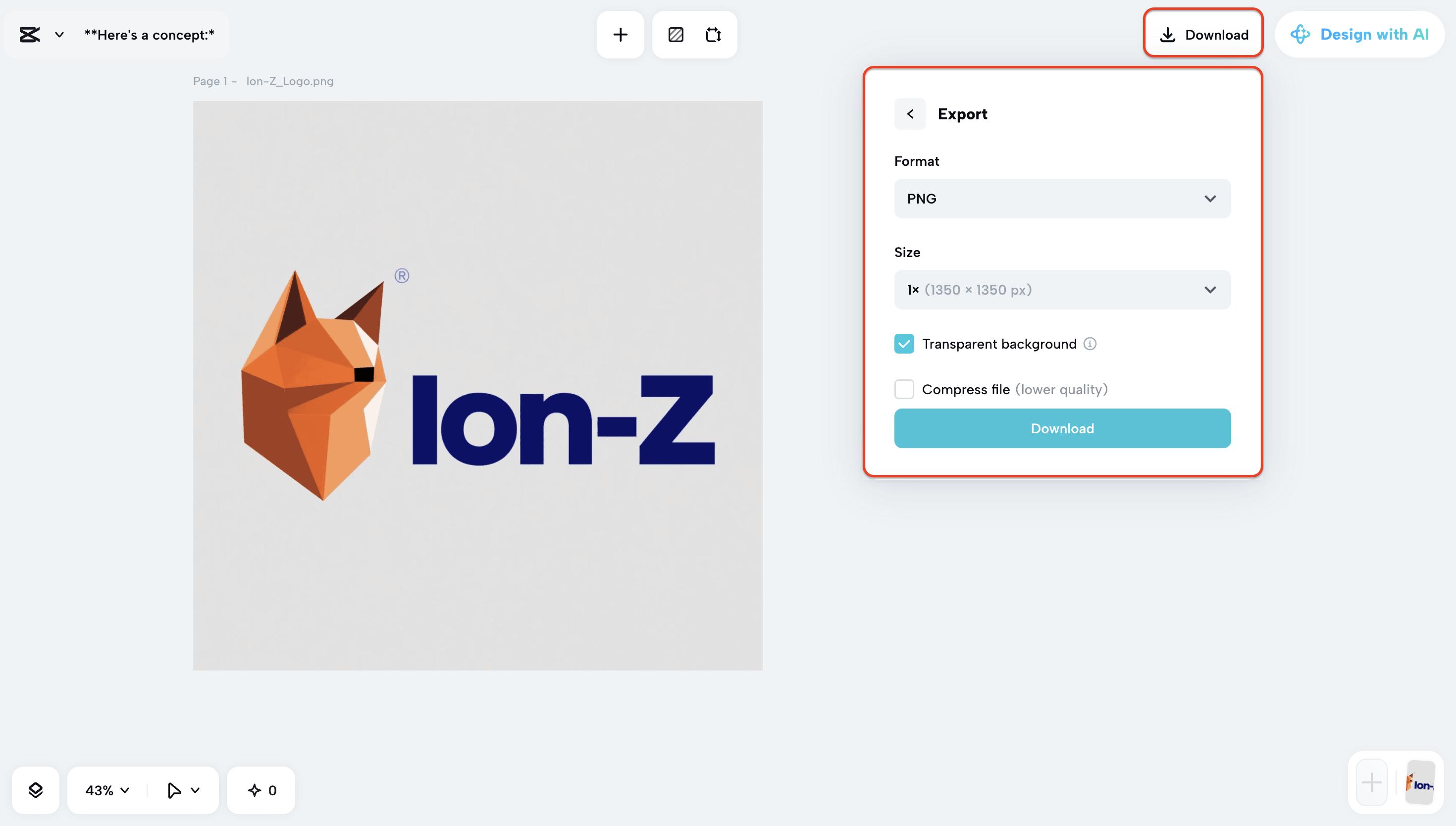 Export with transparent background