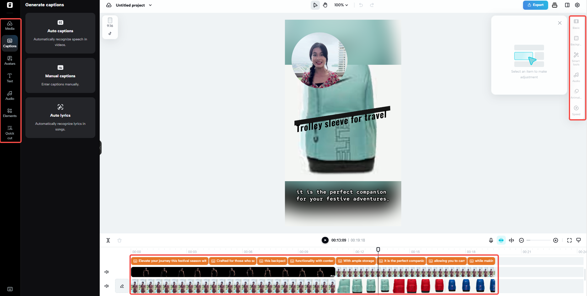 AI-powered video editing space
