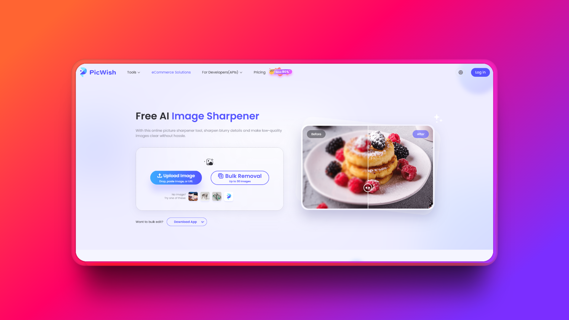 PicWish 的 AI 照片銳化工具