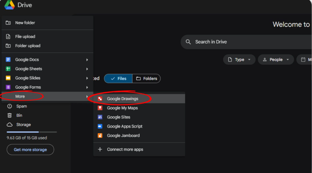 Stel het tekencanvas in in Google Drawings