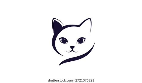 遊び心がありエレガントなスタイルのミニマルな猫ロゴデザイン