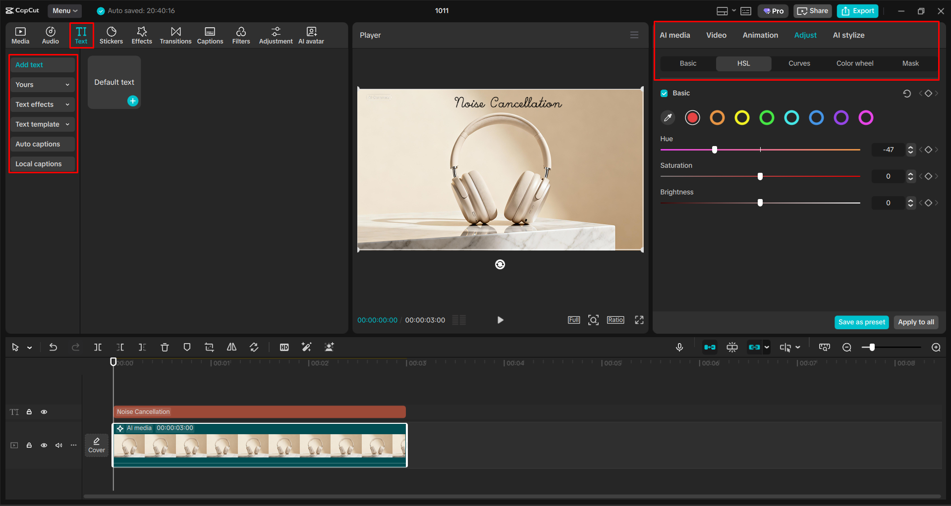 Editing the images with AI in the CapCut desktop video editor