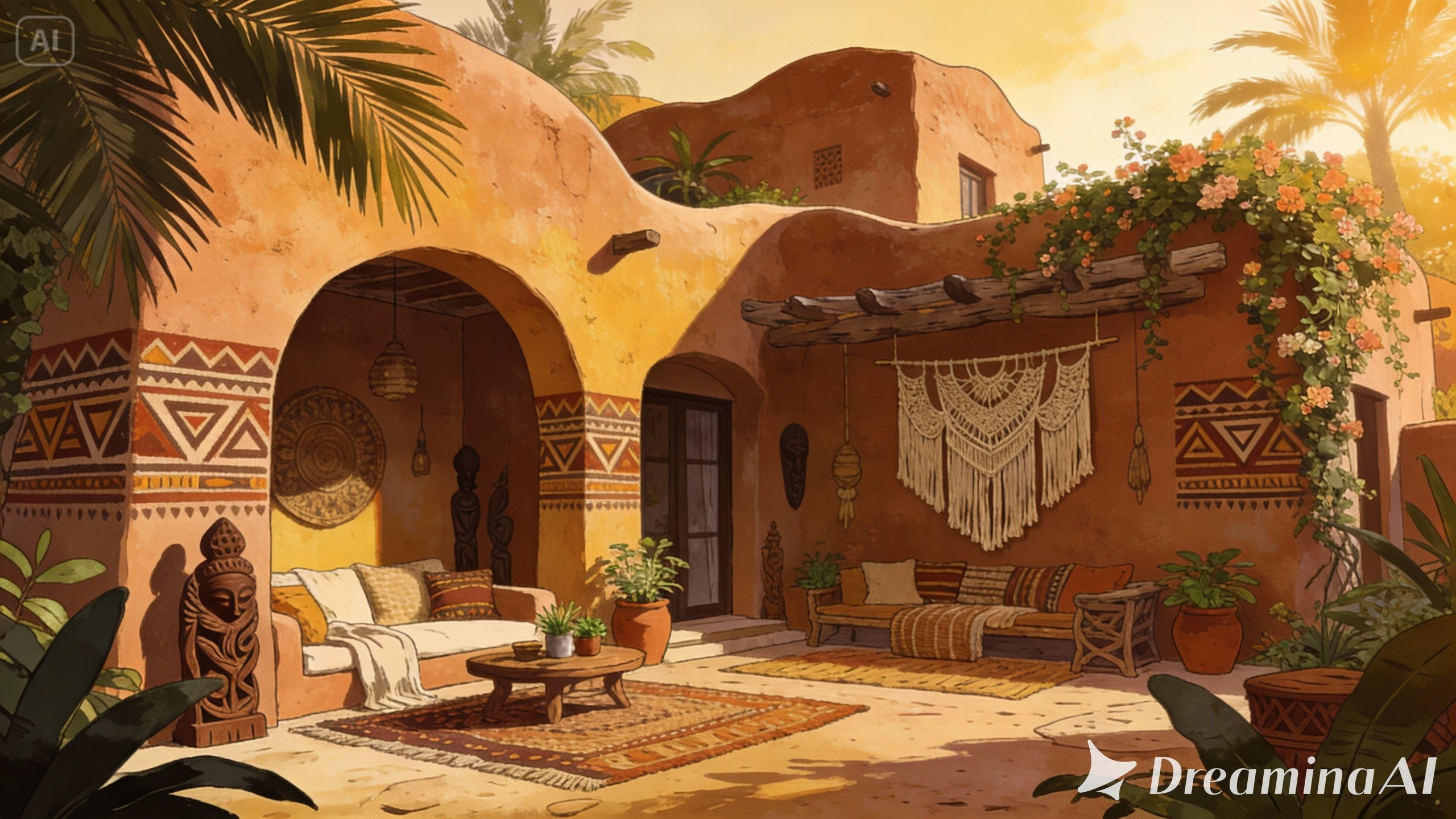 Afrohemian earthy villa