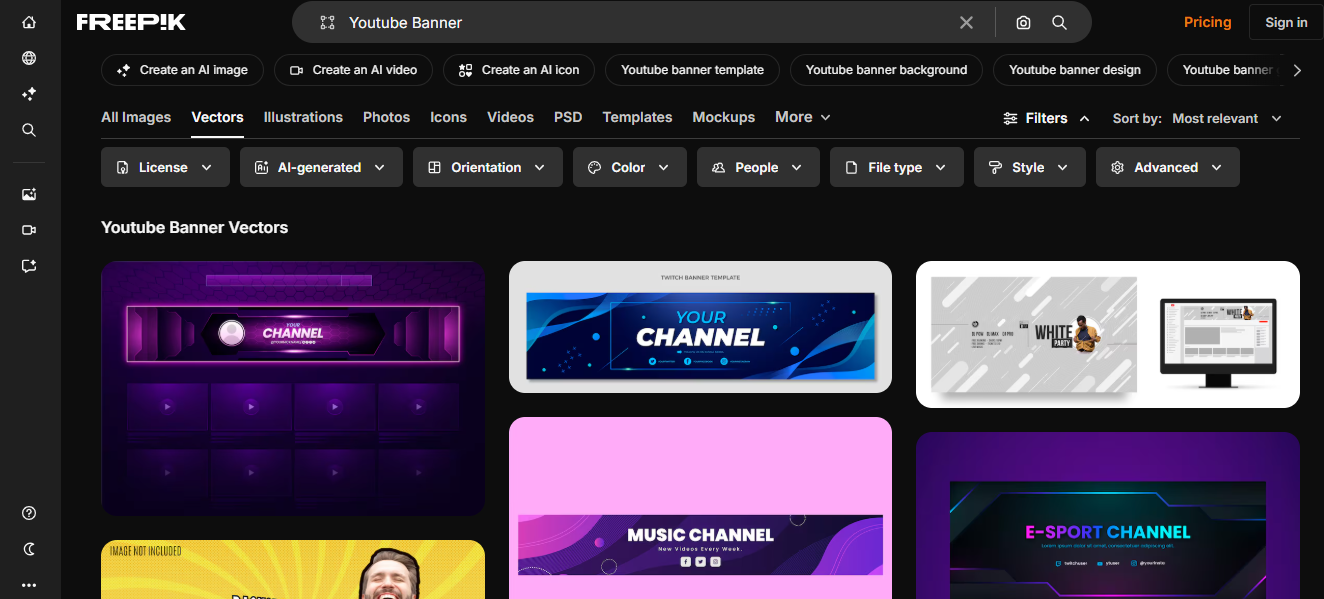 Freepik YouTube banner templates