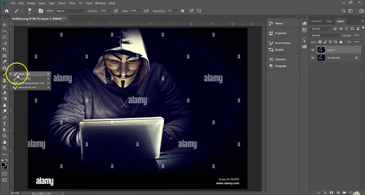 Using brush tool