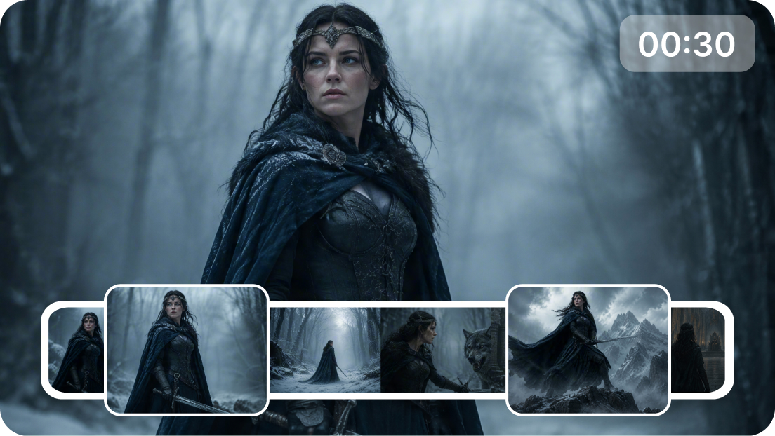 Generate full-length scenes of up to 30-seconds