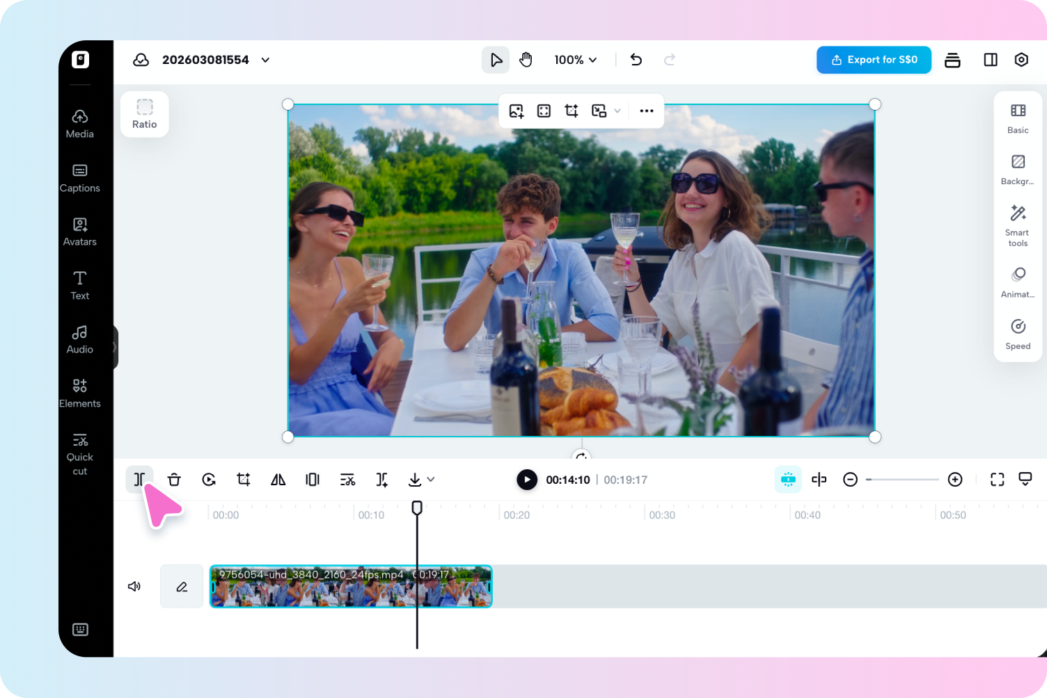 Use the video trimmer tool
