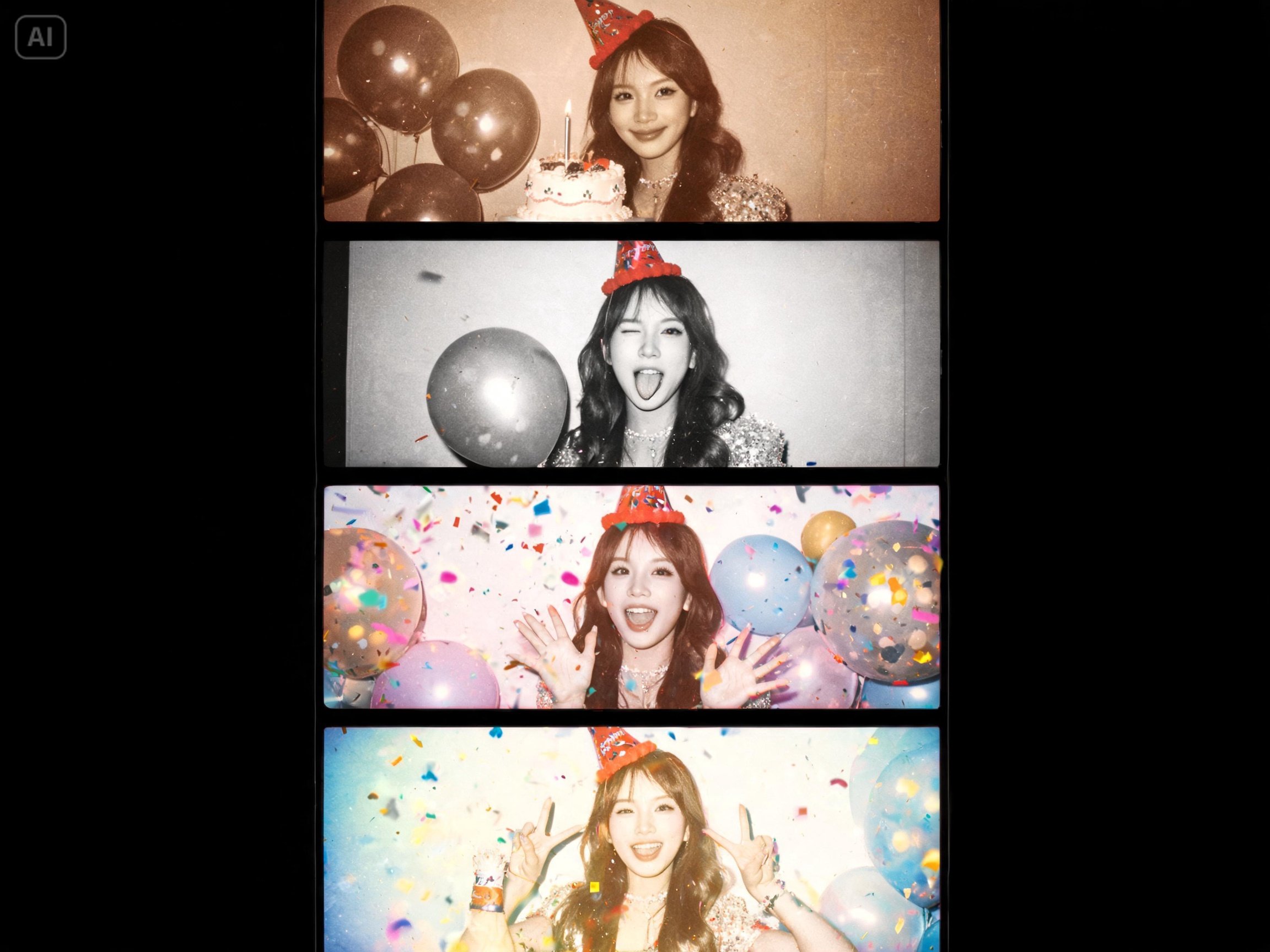 Prompt for a birthday party photo booth strip