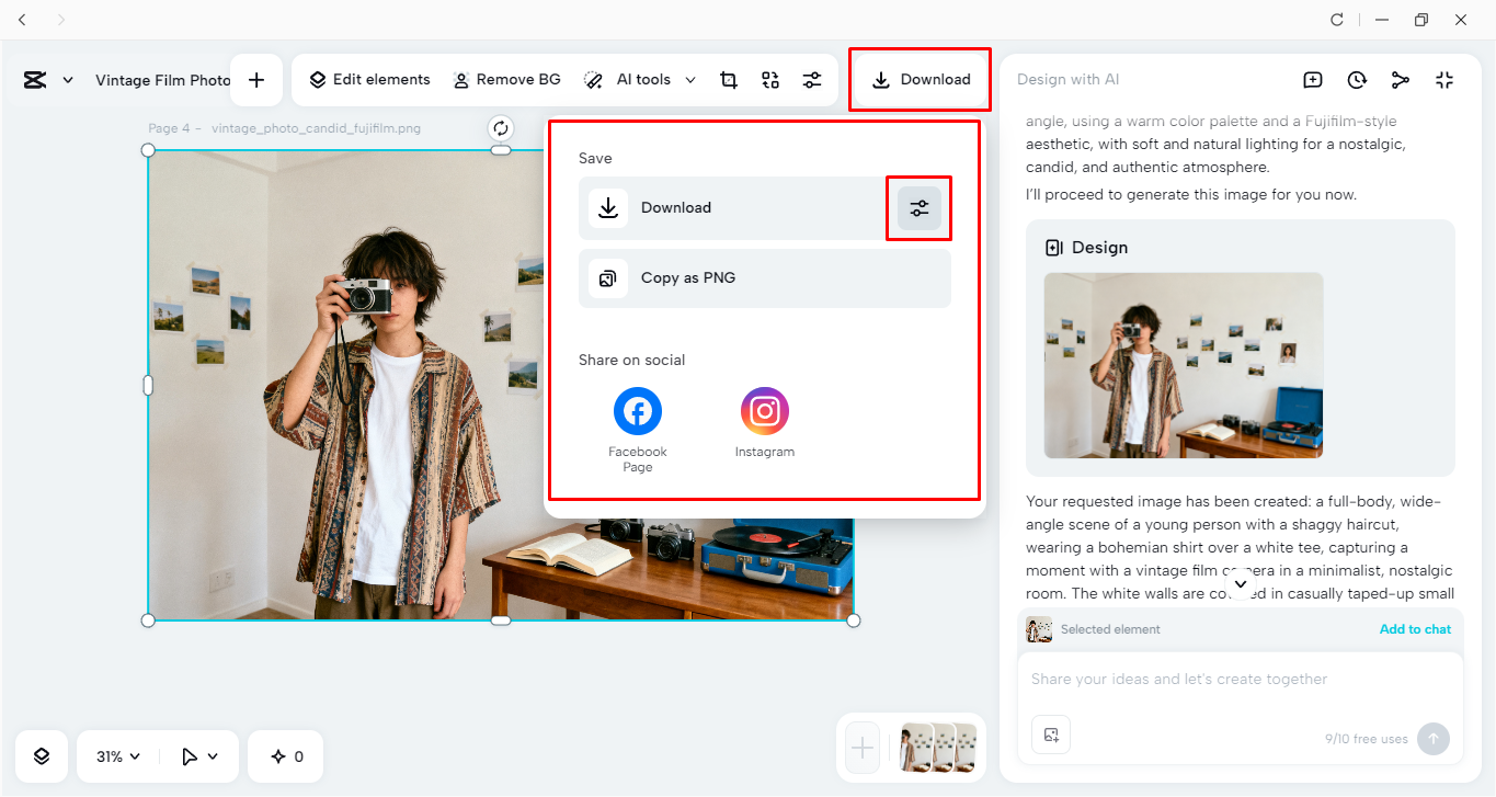 Exporting a photo from the CapCut desktop video editor
